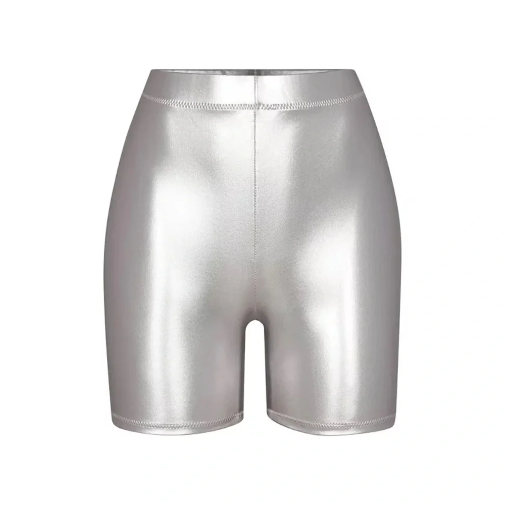 SKIMS Metallic Swim Mid Waist Short/Bottoms Nickel Sporty Celeb Style |NEW/NWT🩶